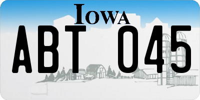 IA license plate ABT045