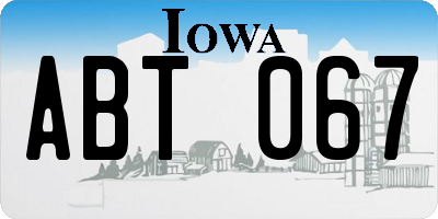 IA license plate ABT067