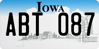 IA license plate ABT087