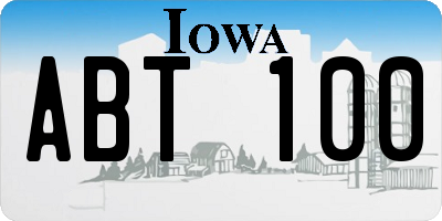 IA license plate ABT100