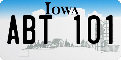 IA license plate ABT101