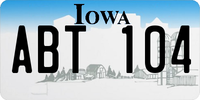 IA license plate ABT104
