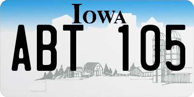IA license plate ABT105