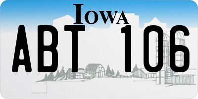 IA license plate ABT106