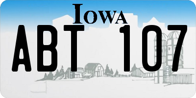 IA license plate ABT107