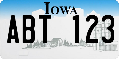 IA license plate ABT123