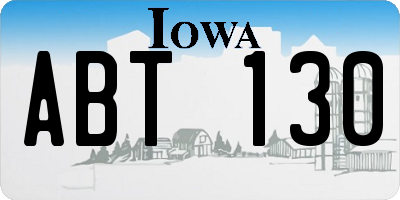 IA license plate ABT130