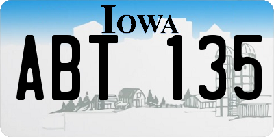 IA license plate ABT135