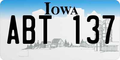 IA license plate ABT137