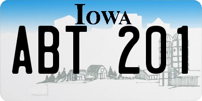 IA license plate ABT201