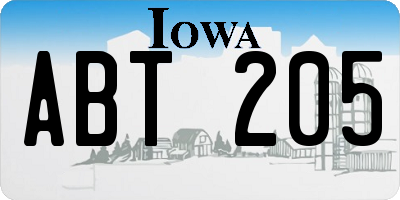 IA license plate ABT205