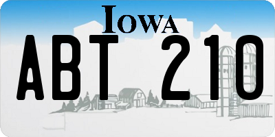 IA license plate ABT210