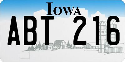 IA license plate ABT216