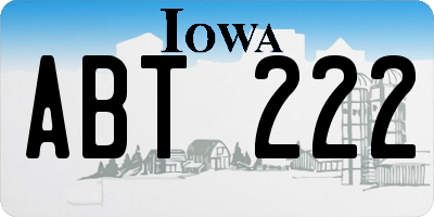 IA license plate ABT222
