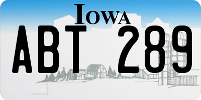 IA license plate ABT289