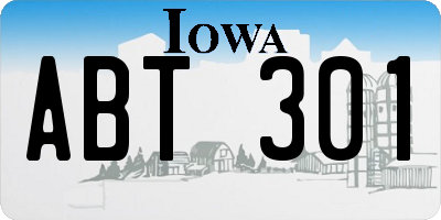 IA license plate ABT301