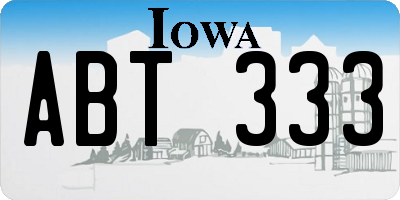 IA license plate ABT333