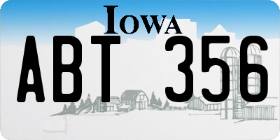 IA license plate ABT356