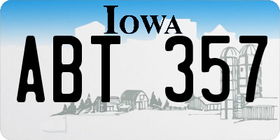 IA license plate ABT357