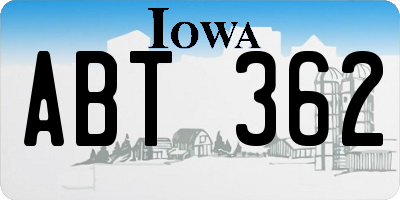 IA license plate ABT362