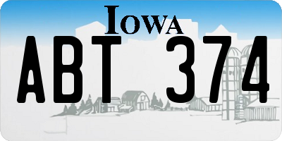 IA license plate ABT374
