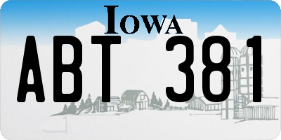IA license plate ABT381
