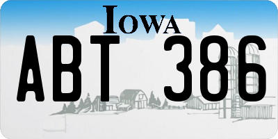 IA license plate ABT386