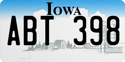 IA license plate ABT398