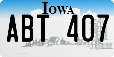 IA license plate ABT407