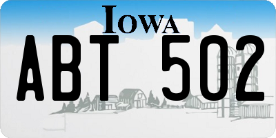 IA license plate ABT502