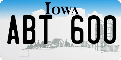 IA license plate ABT600