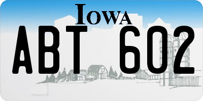 IA license plate ABT602