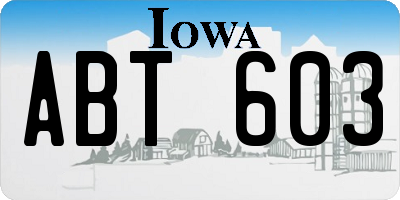 IA license plate ABT603