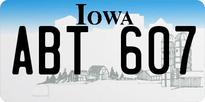 IA license plate ABT607