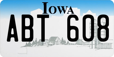 IA license plate ABT608