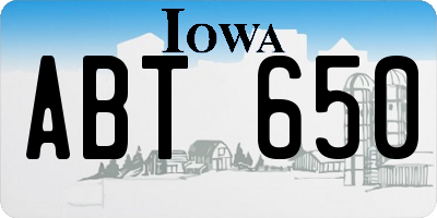 IA license plate ABT650