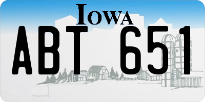 IA license plate ABT651