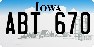 IA license plate ABT670