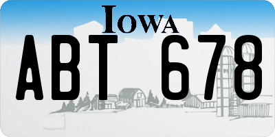 IA license plate ABT678