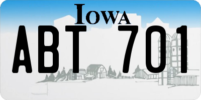 IA license plate ABT701