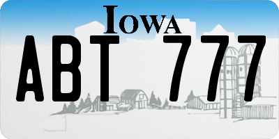 IA license plate ABT777