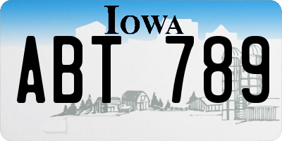 IA license plate ABT789