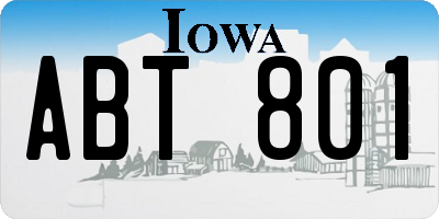 IA license plate ABT801