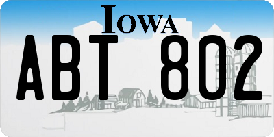 IA license plate ABT802