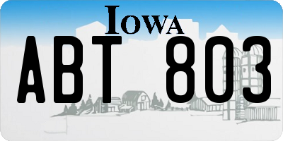 IA license plate ABT803
