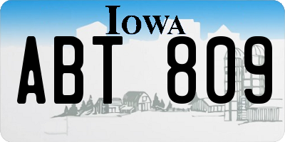 IA license plate ABT809