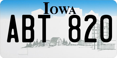 IA license plate ABT820