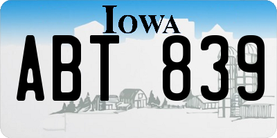 IA license plate ABT839