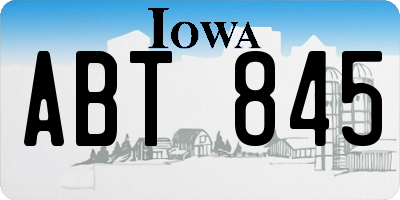 IA license plate ABT845