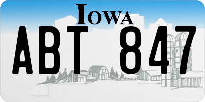 IA license plate ABT847
